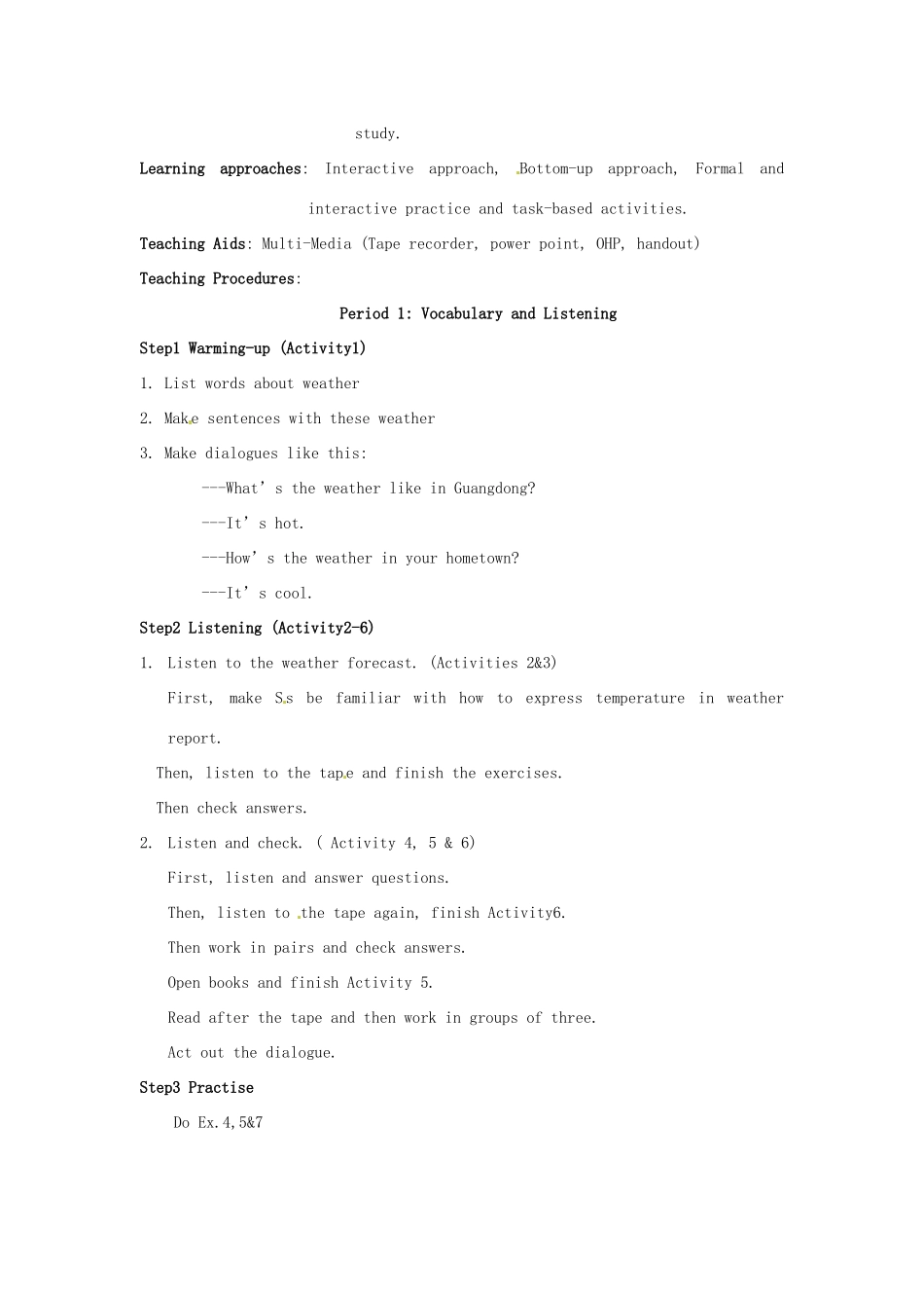 天津市武清区杨村第五中学八年级英语上册《Module 11 The weather Period 1 Vocabulary and Listening》教案 外研版_第2页