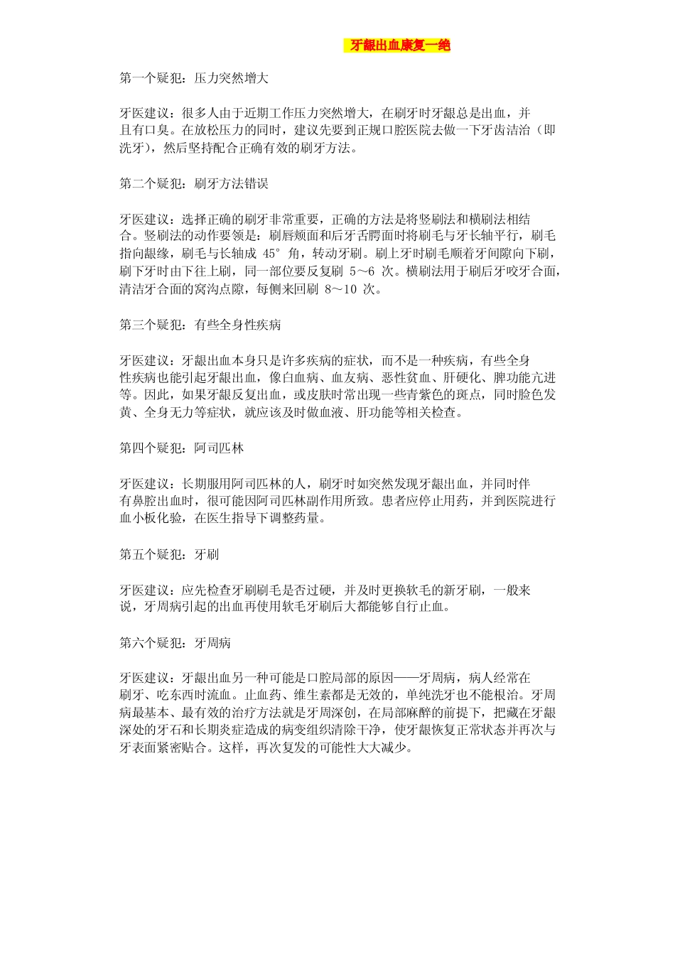 牙龈出血康复一绝_第1页