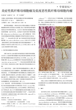 炎症性肌纤维母细胞瘤及低度恶性肌纤维母细胞肉瘤