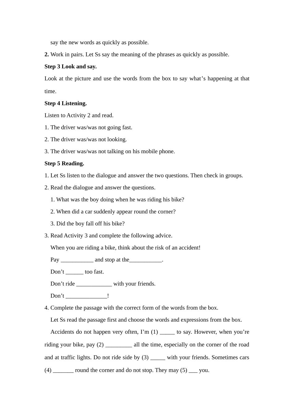 八年级英语上册 Module 8 Accidents Unit 1 While the car were changing to red a car suddenly appeared教案（新版）外研版-（新版）外研版初中八年级上册英语教案_第2页
