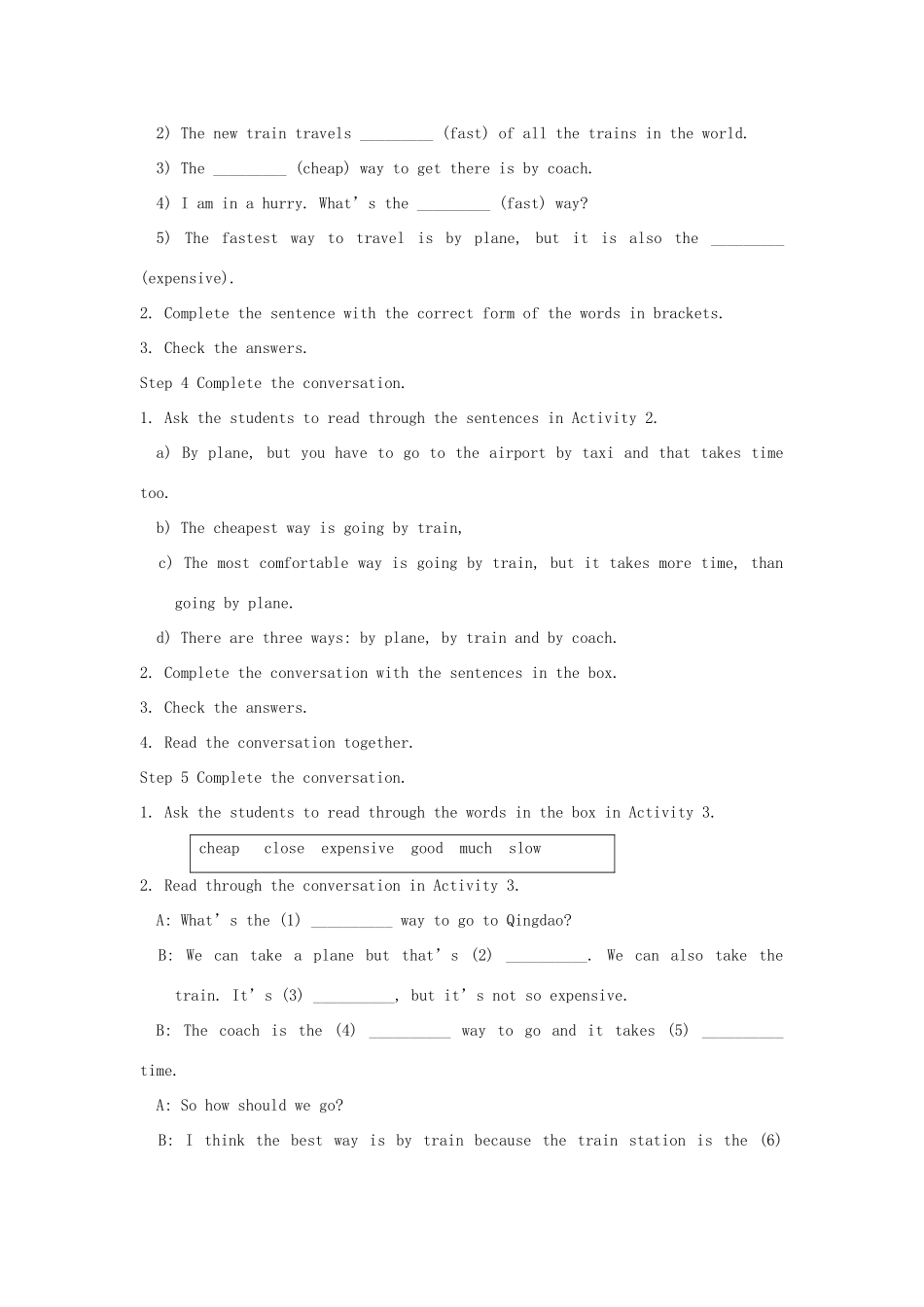 八年级英语上册 Module 4 Planes ships and trains Unit 3 Language in use教案 （新版）外研版-（新版）外研版初中八年级上册英语教案_第2页