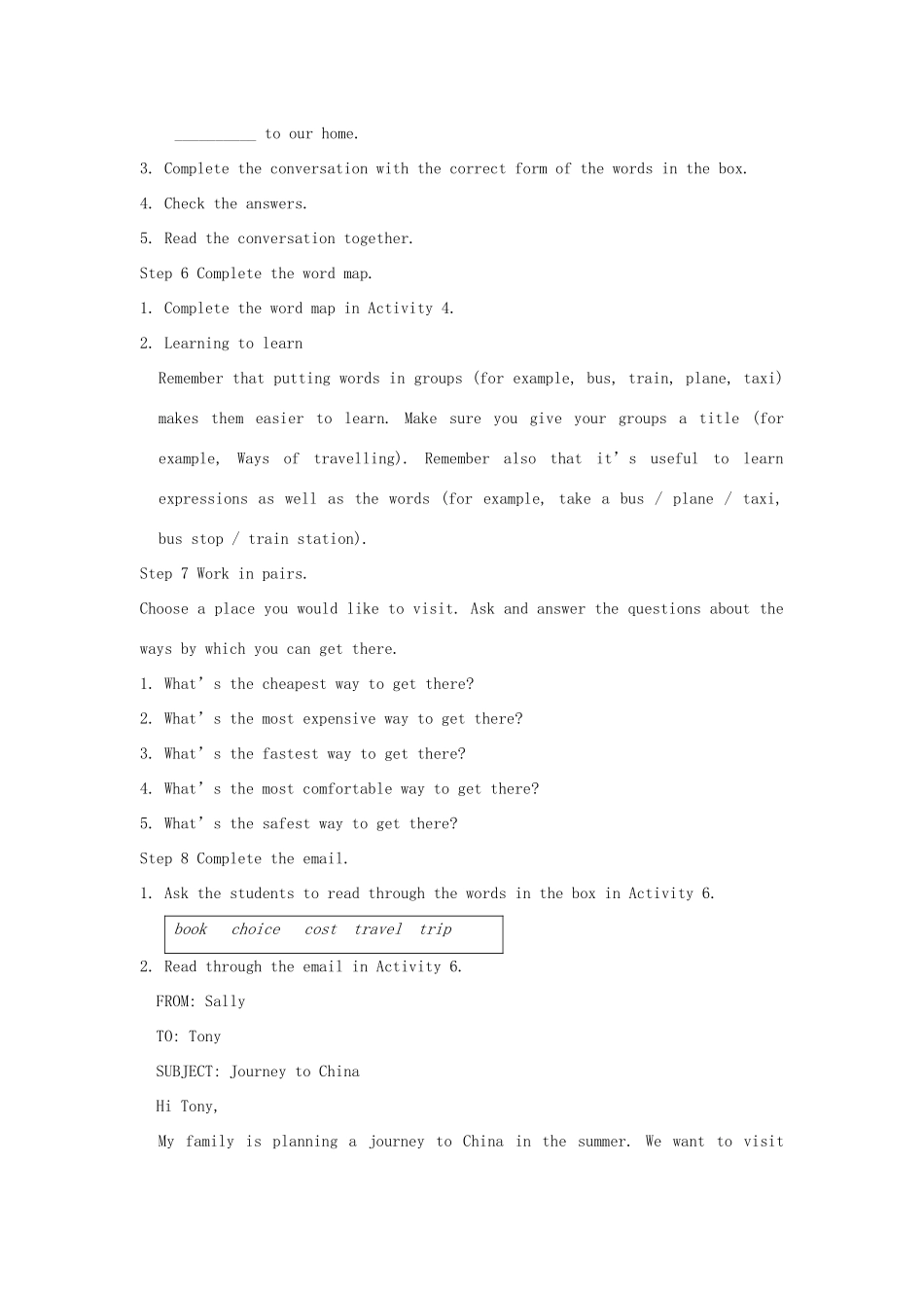 八年级英语上册 Module 4 Planes ships and trains Unit 3 Language in use教案 （新版）外研版-（新版）外研版初中八年级上册英语教案_第3页