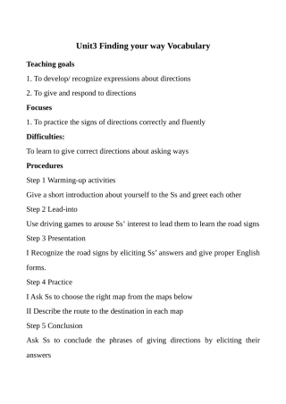 七年级英语Unit3 Finding your way Vocabulary 3牛津版