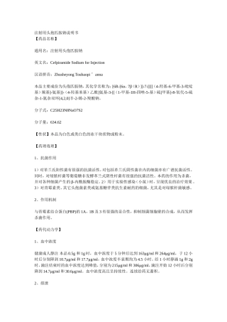 注射用头孢匹胺钠说明书