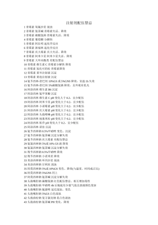 注射剂配伍禁忌