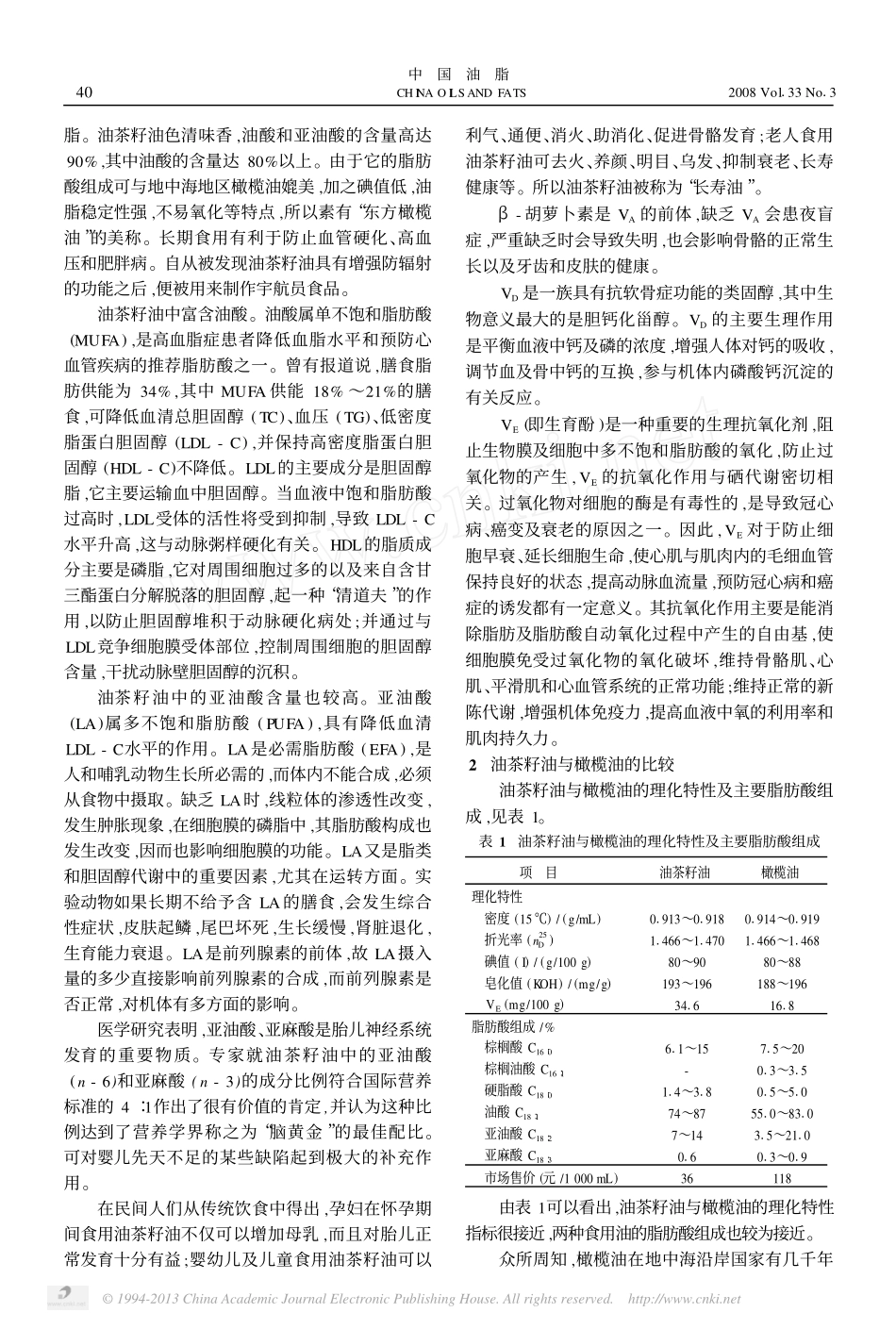 油茶籽油与橄榄油营养价值的比较_第2页