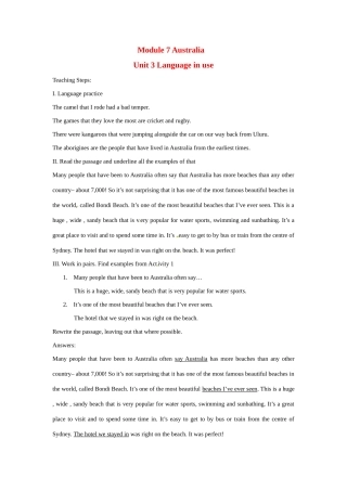 九年级英语上册 Module7 Unit3 Language in use教案 外研版