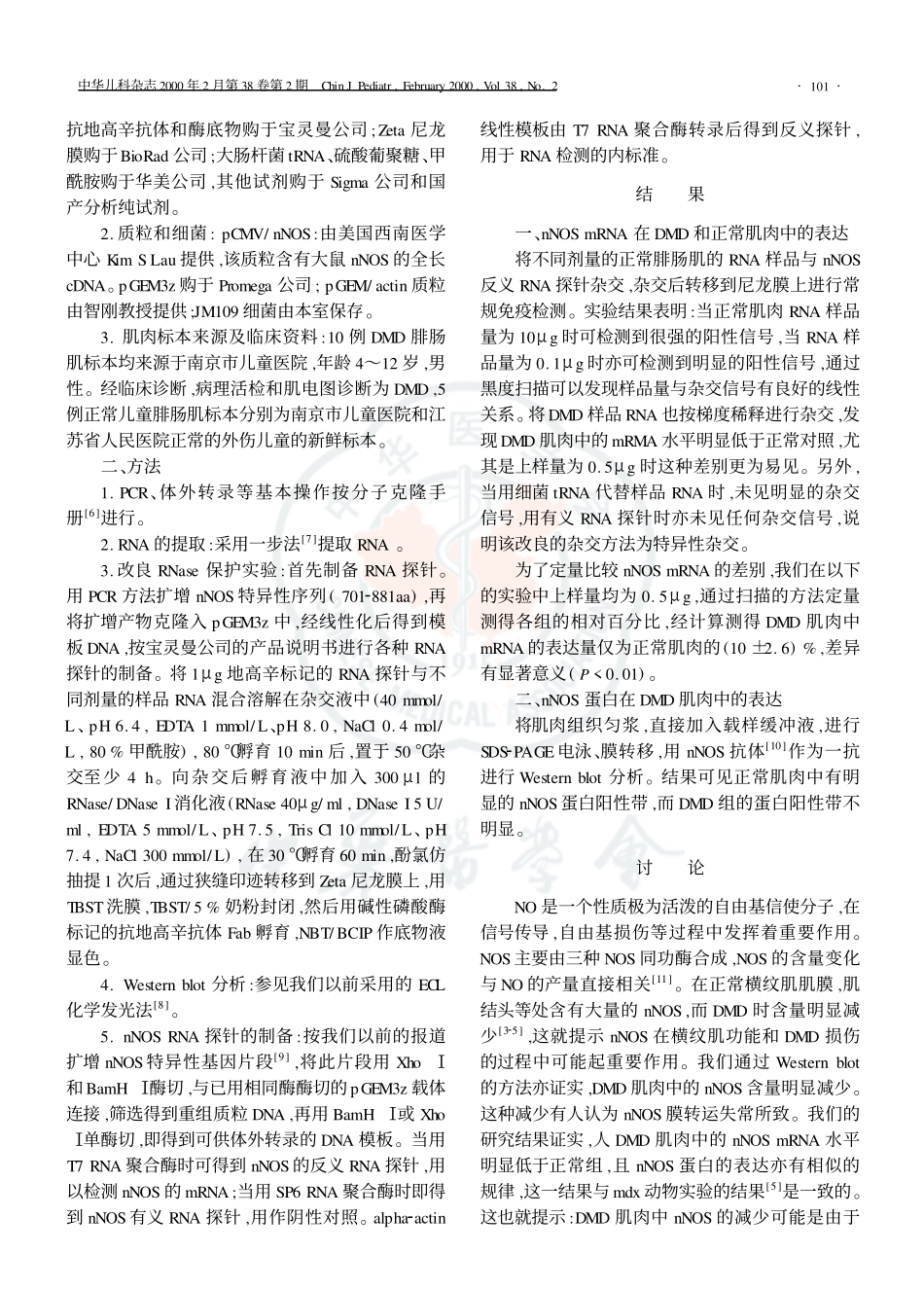 正常肌肉和 肌营养不良肌肉中 Duchenne 脑型一氧化氮合酶 及其_第2页