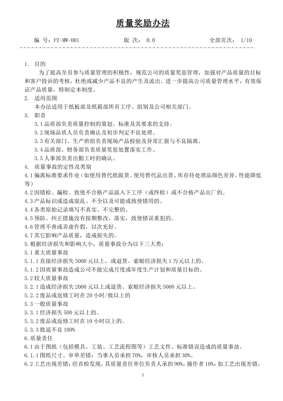 正向激励-质量奖励办法_第1页