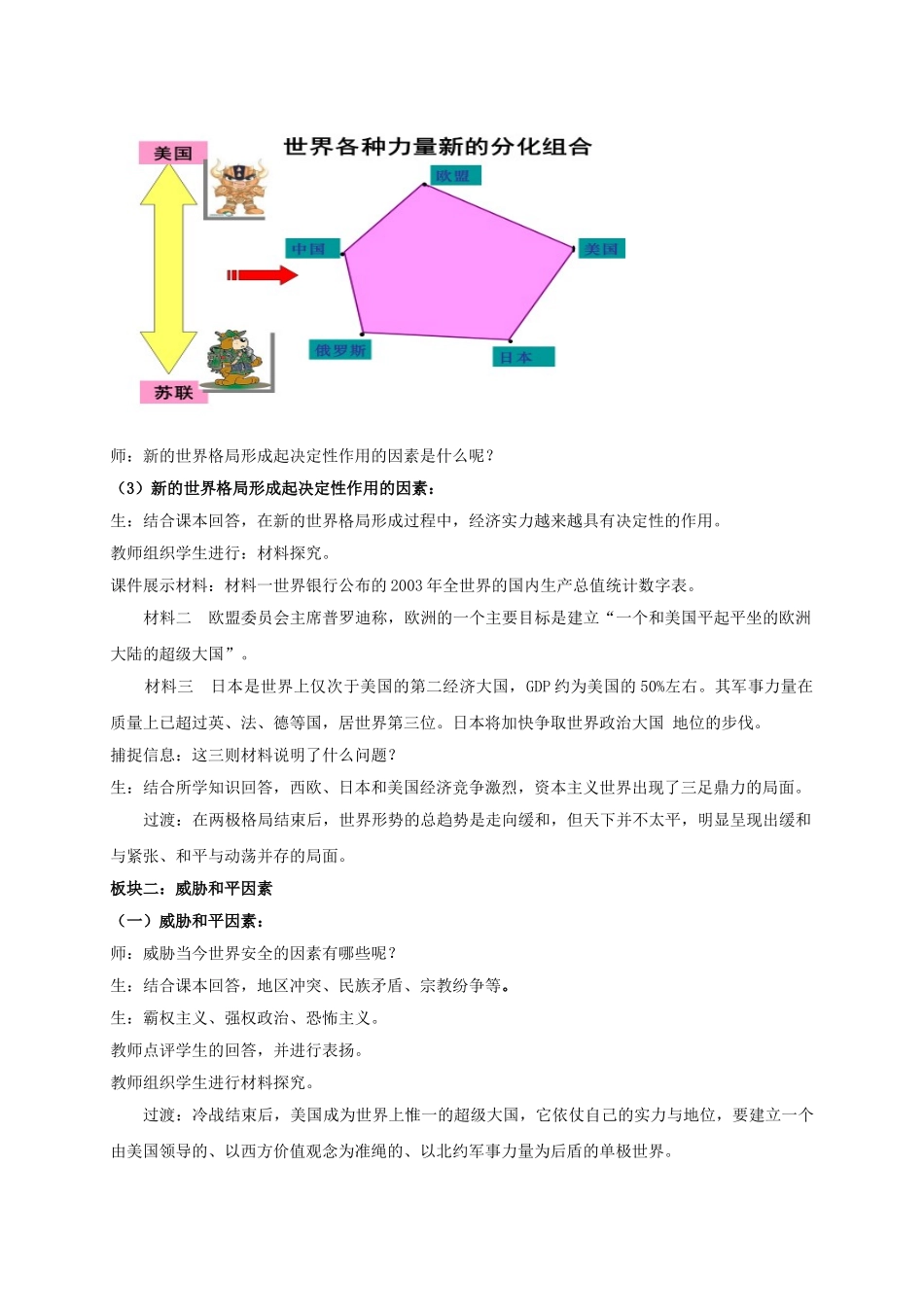 九年级历史下册 第七单元 15 世界政治格局的多极化趋势教案 新人教版_第3页
