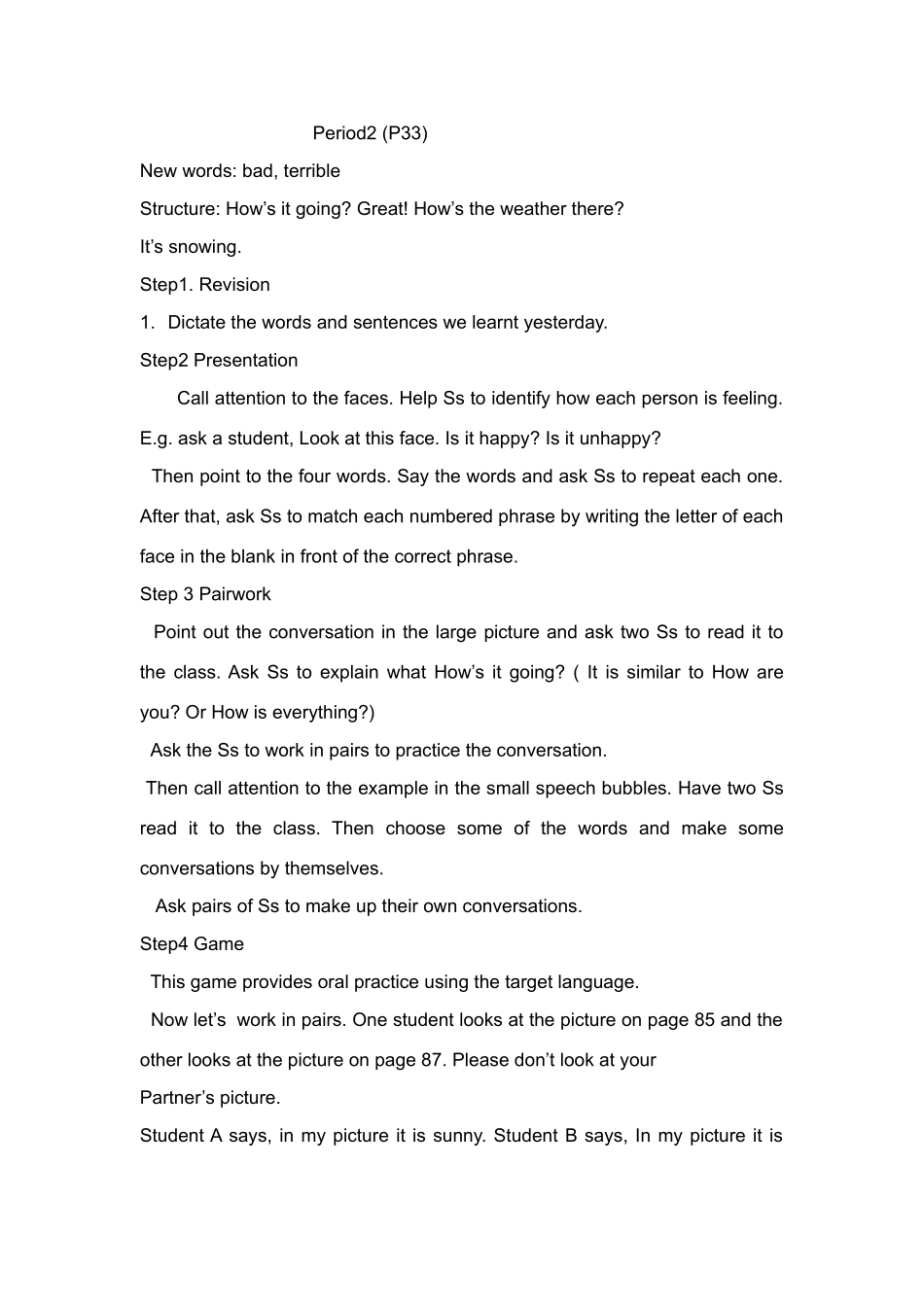 七年级英语下册Unit6 教案1人教新目标版_第3页