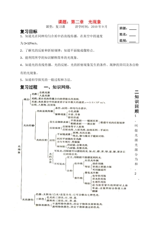 八年级物理上册 第二章光现象复习教案 人教新课标版
