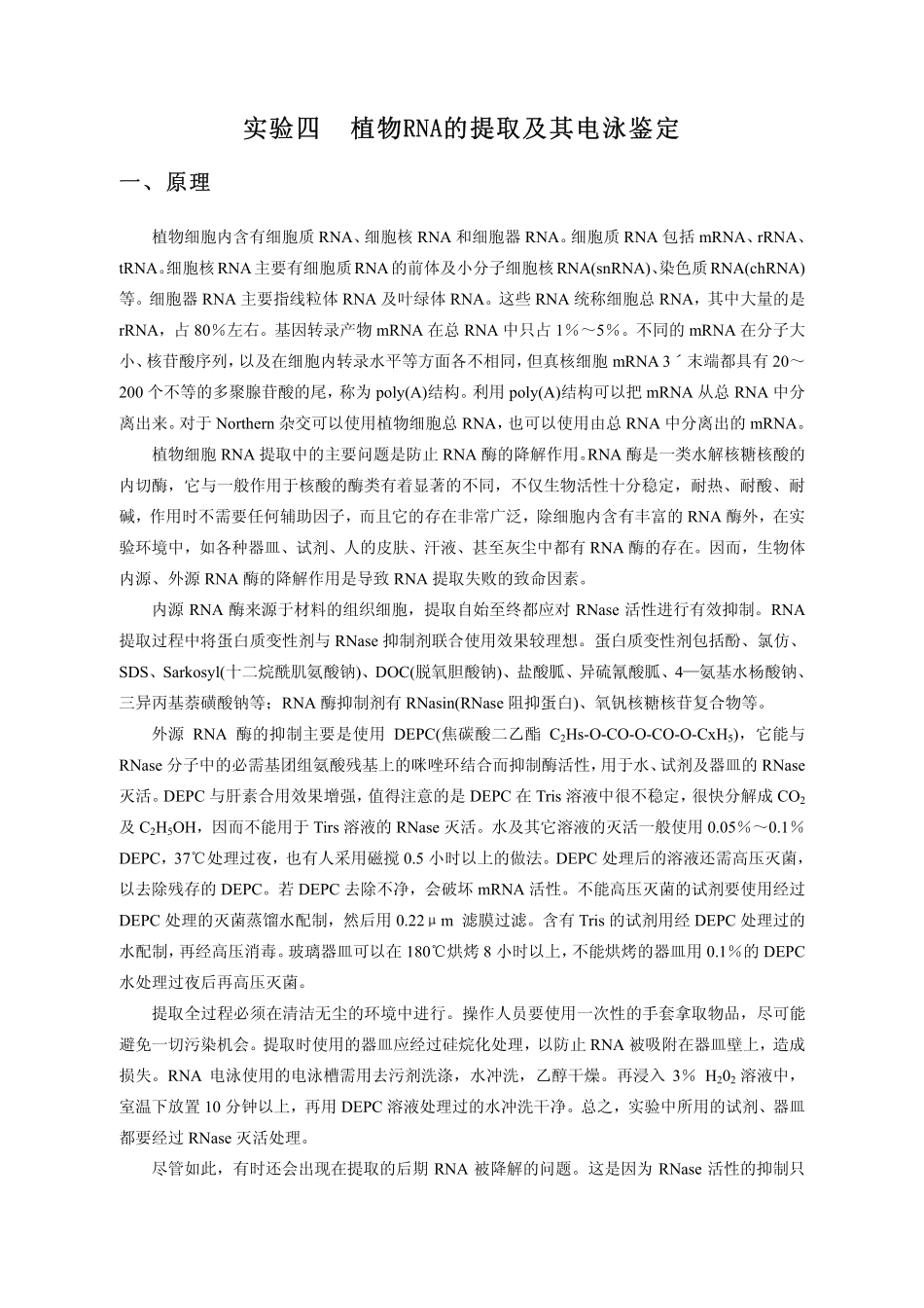 植物RNA的提取及其电泳鉴定_第1页