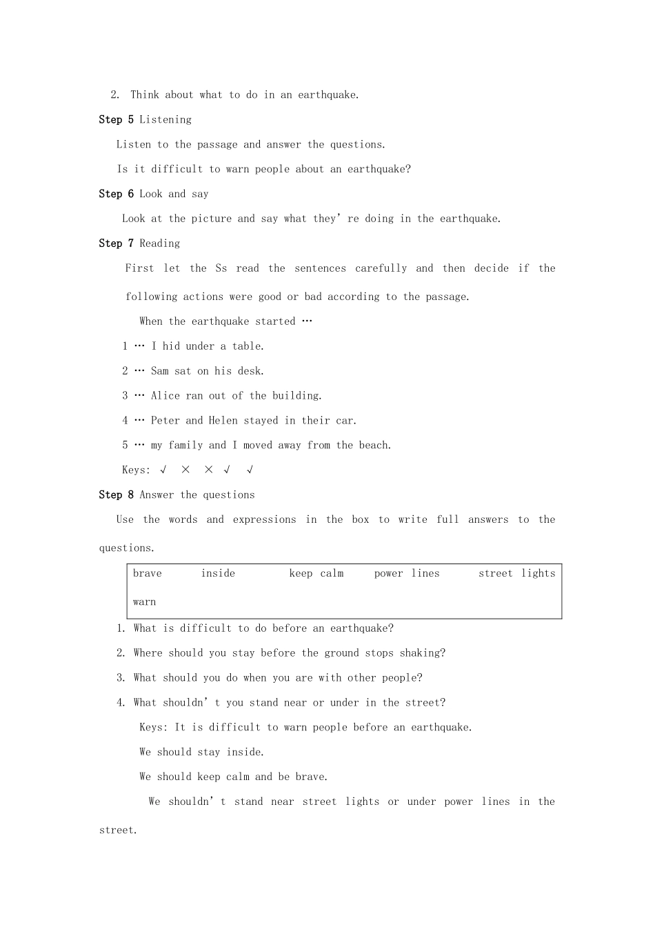 八年级英语上册 Module 12 Help Unit 2 Stay away from windows and heavy furniture教案 （新版）外研版-（新版）外研版初中八年级上册英语教案_第2页