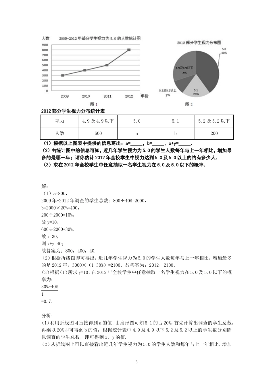 有关视力统计的题目(中考)_第3页