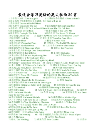 最适合学习英语的英文歌曲80首