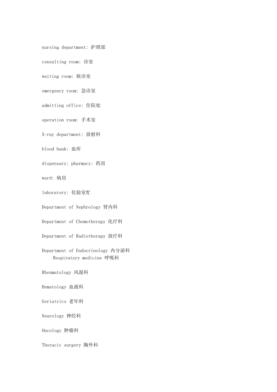 最全的医院科室英语翻译_第2页