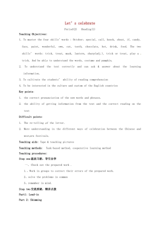 七年级英语上册 Unit 5 Let’s celebrate Period 2 Reading 1教案 （新版）牛津版-（新版）牛津版初中七年级上册英语教案