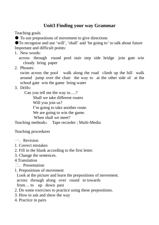 七年级英语Unit3 Finding your way Grammar 2牛津版