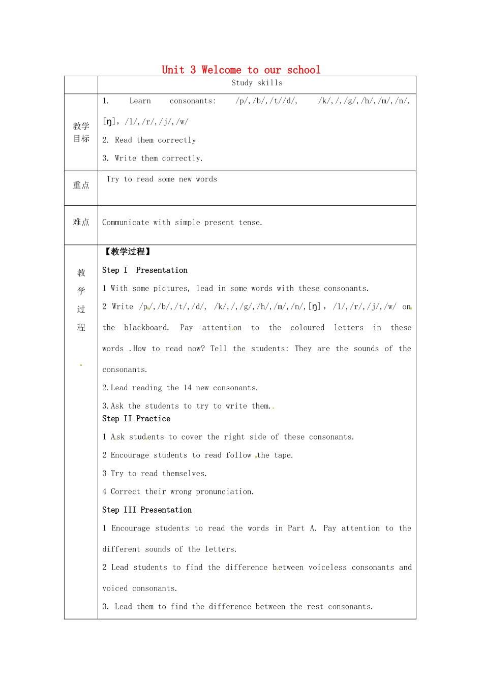 七年级英语上册 Unit 3 Welcome to our school study skills教案 （新版）牛津版-（新版）牛津版初中七年级上册英语教案_第1页