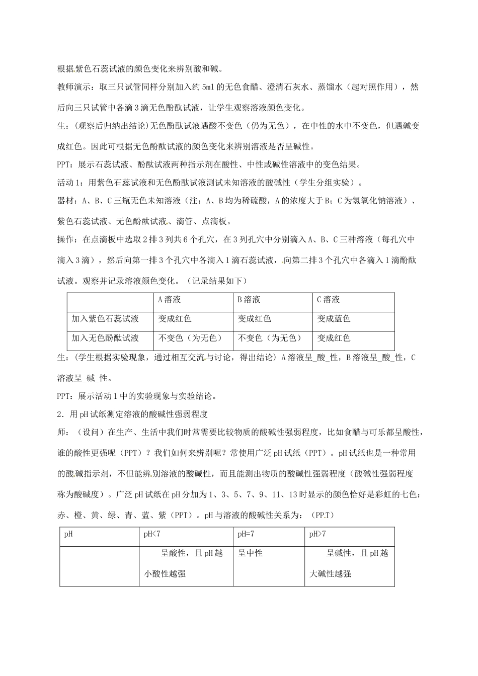 九年级科学上册《1.1 日常生活中的酸和碱》（第2课时）教案 （新版）华东师大版-（新版）华东师大版初中九年级上册自然科学教案_第2页
