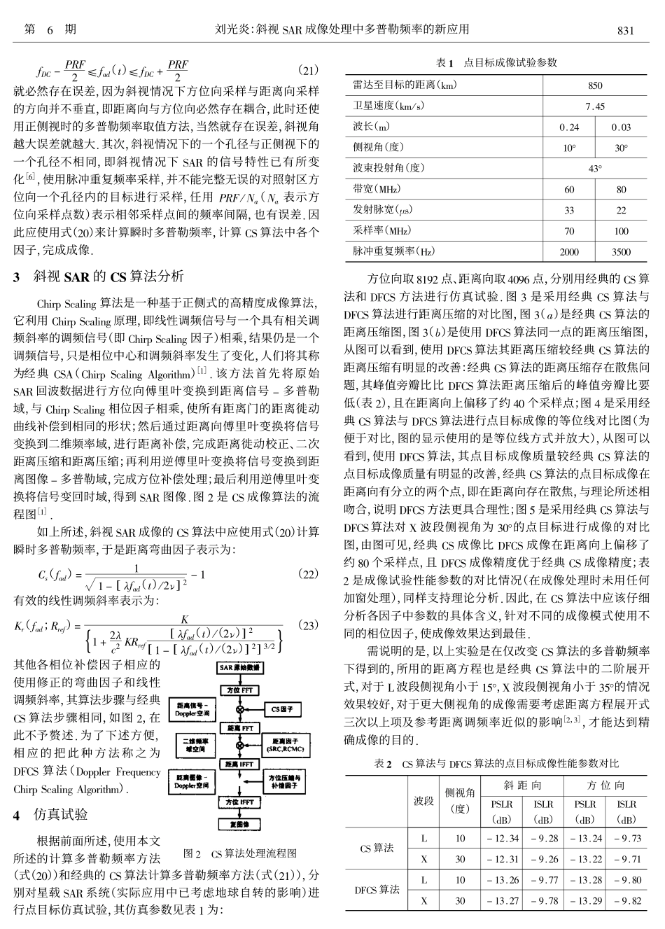 斜视SAR成像处理中多普勒频率的新应用_第3页
