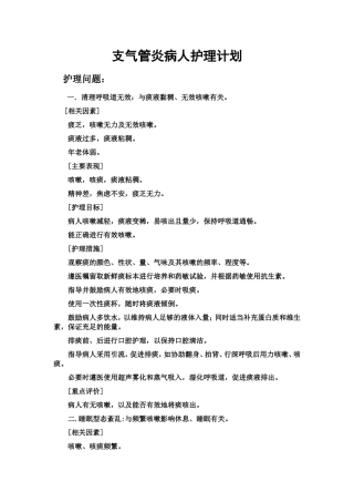 支气管炎病人标准的护理计划