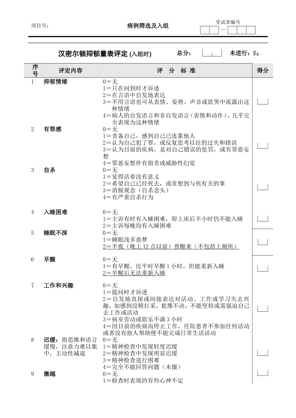 抑郁CRF表_第3页