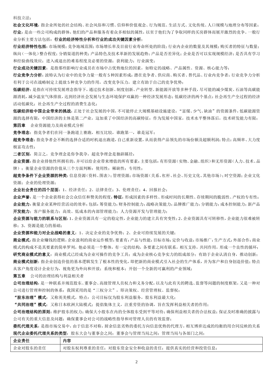 战略管理与伦理 复习资料_第2页
