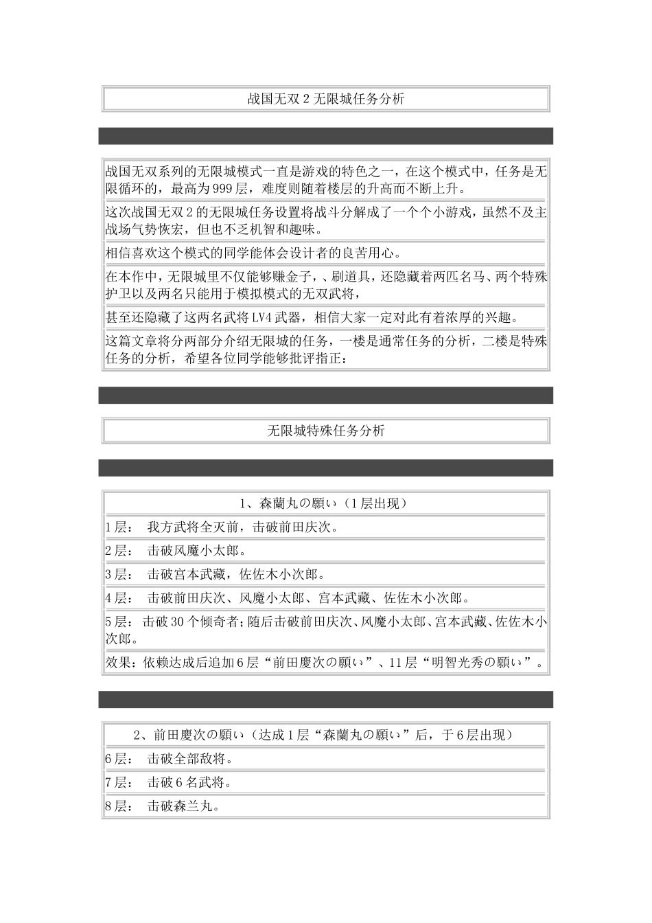 战国无双2无限城任务分析_第1页