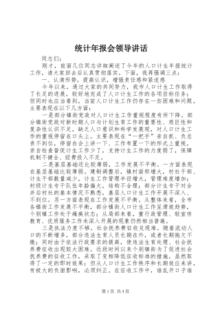 统计年报会领导讲话发言