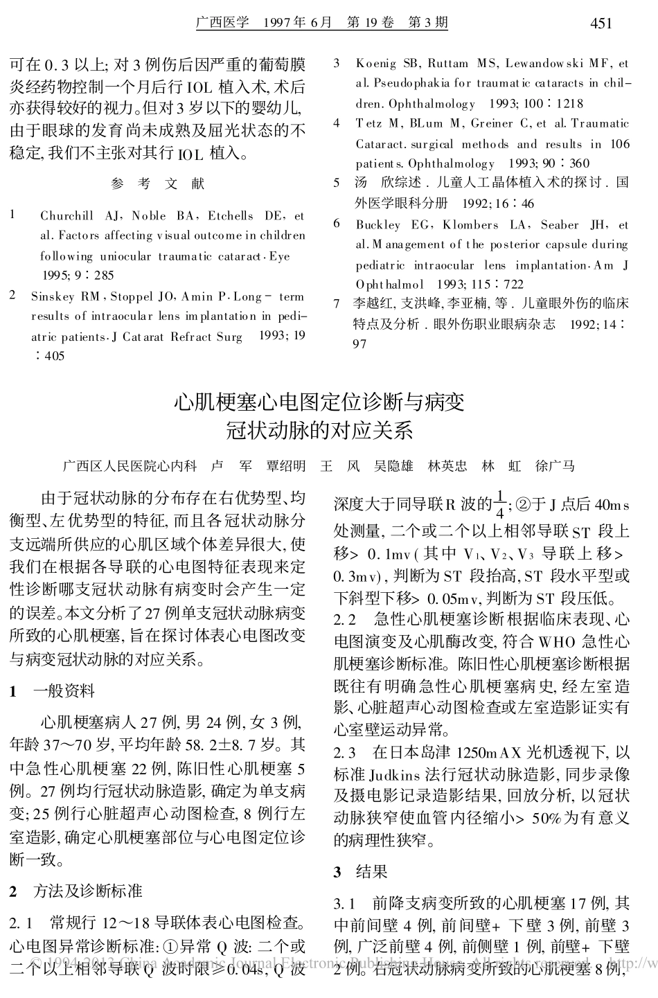 心肌梗塞心电图定位诊断与病变冠状动脉的对应关系_第1页