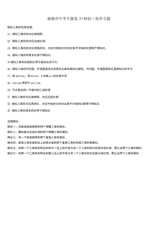 中考专题复习·相似三角形专题