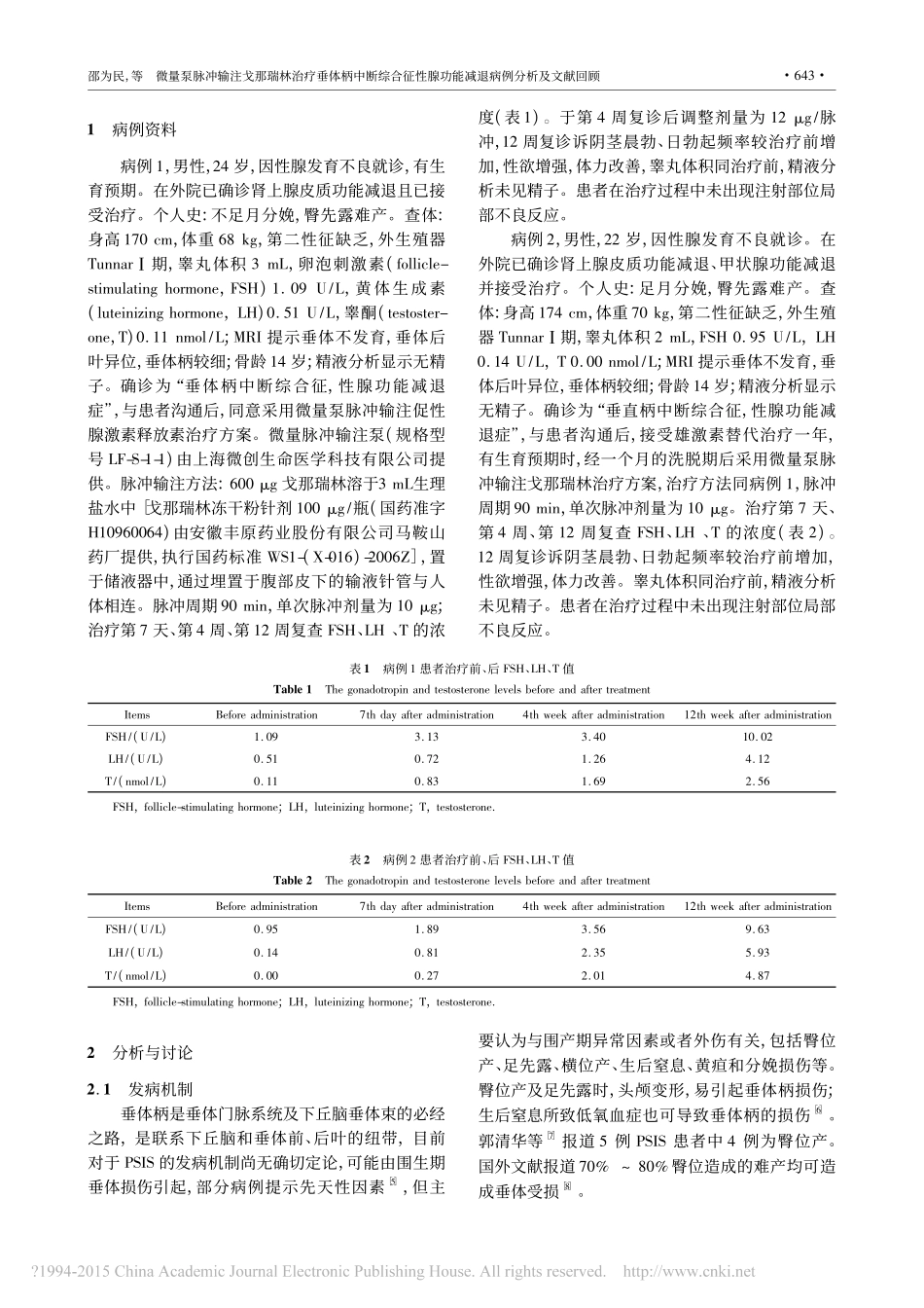 微量泵脉冲输注戈那瑞林治疗垂体柄_省略_征性腺功能减退病例分析及文献回顾_邵为民_第2页