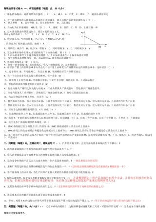 微观经济学试卷模拟