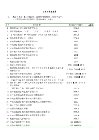 已有标准数据库