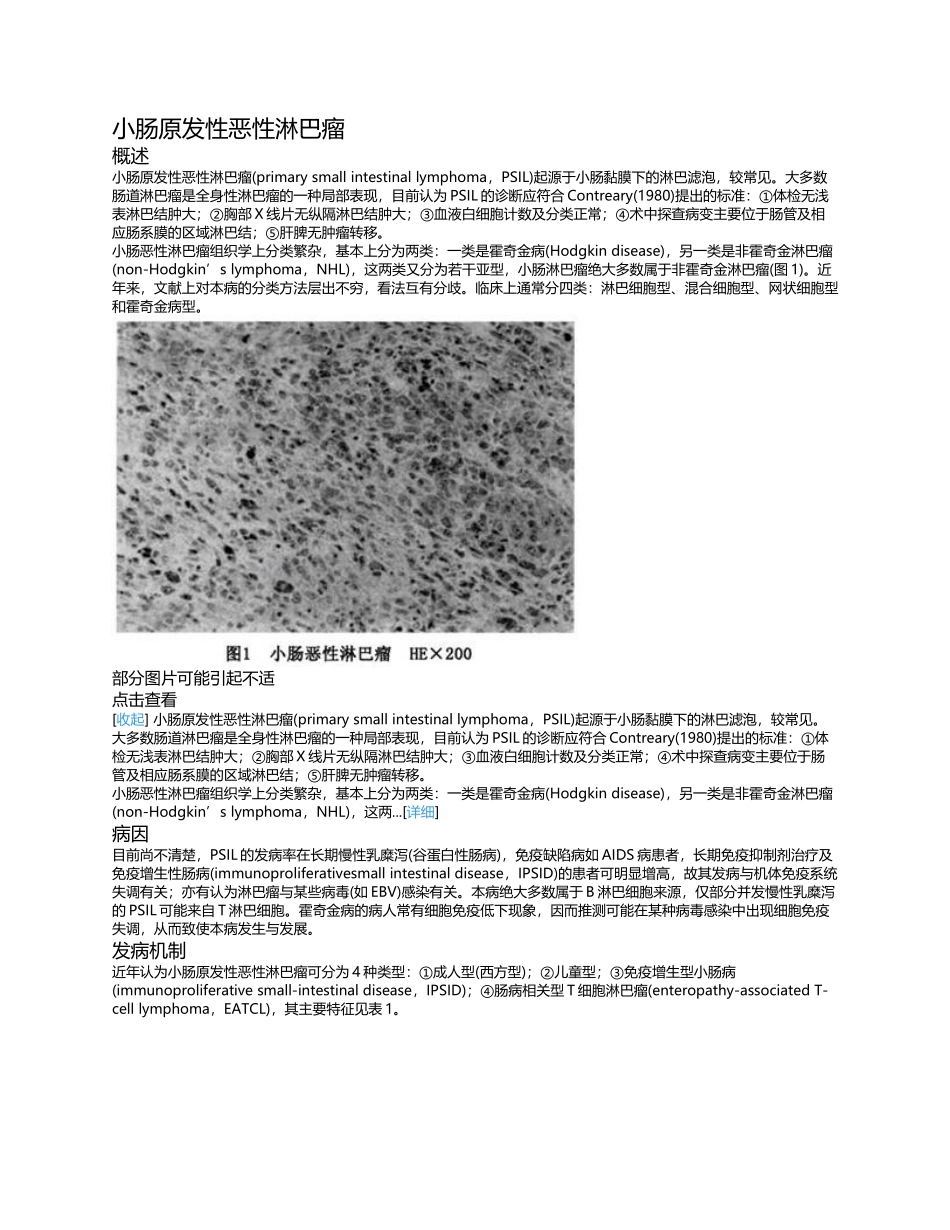 小肠原发性恶性淋巴瘤_第1页