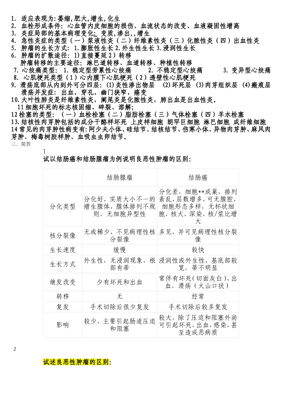 小专业给-病理考试最终版 (老师说标黄的是重点)_第1页