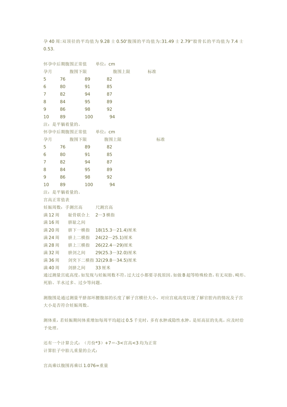 孕中期B超检查的正常值_第2页