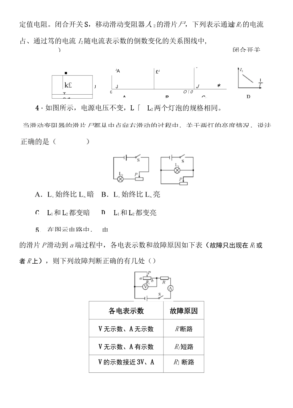 2021年春沪科版初中物理中考重点题型专题突破卷——电路故障与动态电路题(Word版附答案)_第2页