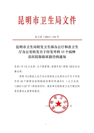 外科10个单病种县医院版临床路径