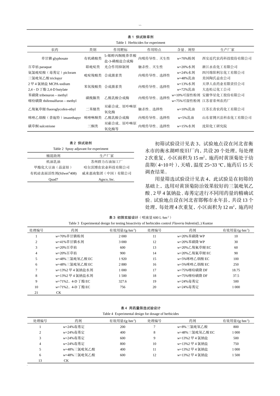 外来入侵杂草黄顶菊的化学防除_第2页