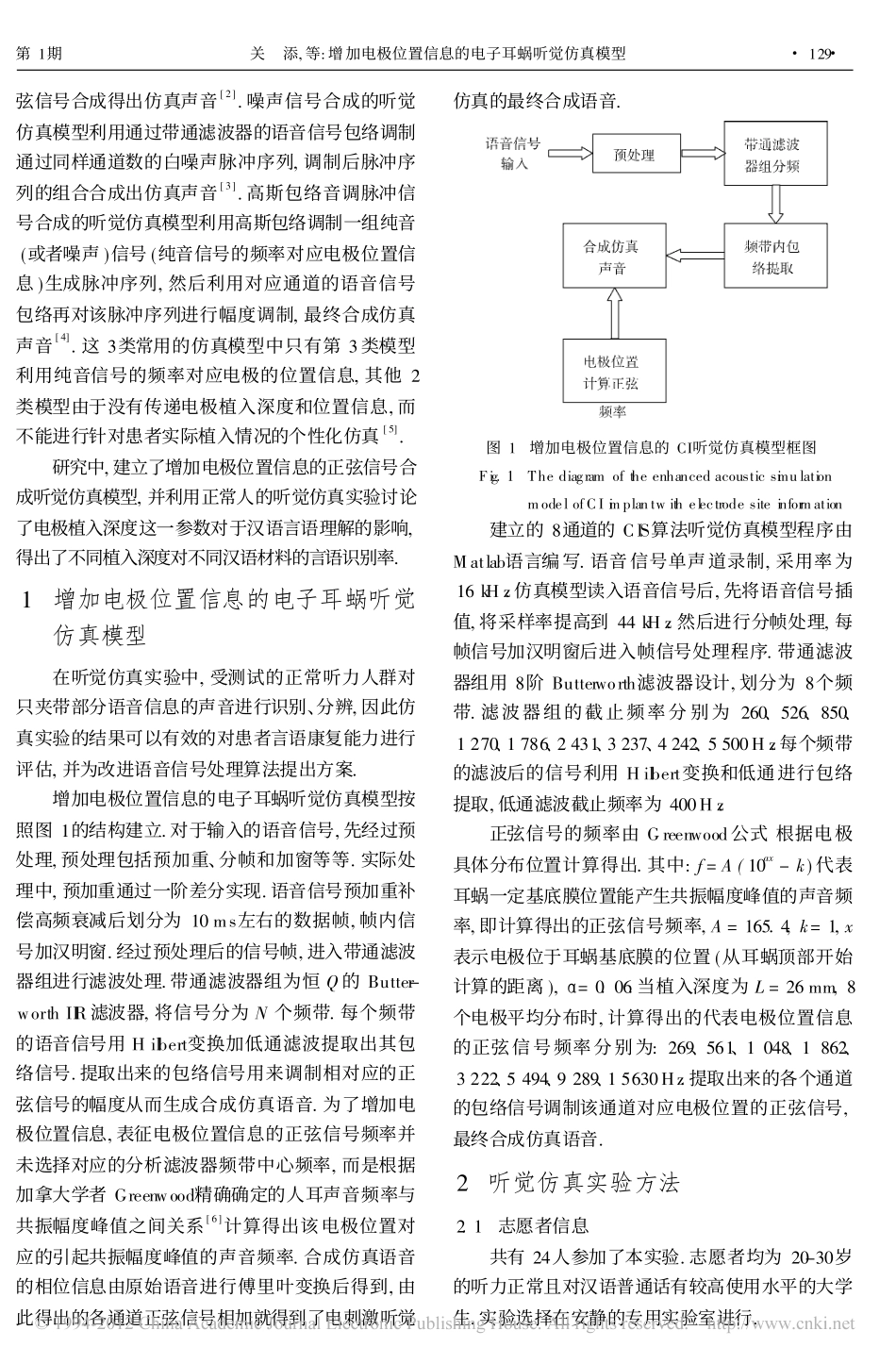 增加电极位置信息的电子耳蜗听觉仿真模型_第2页
