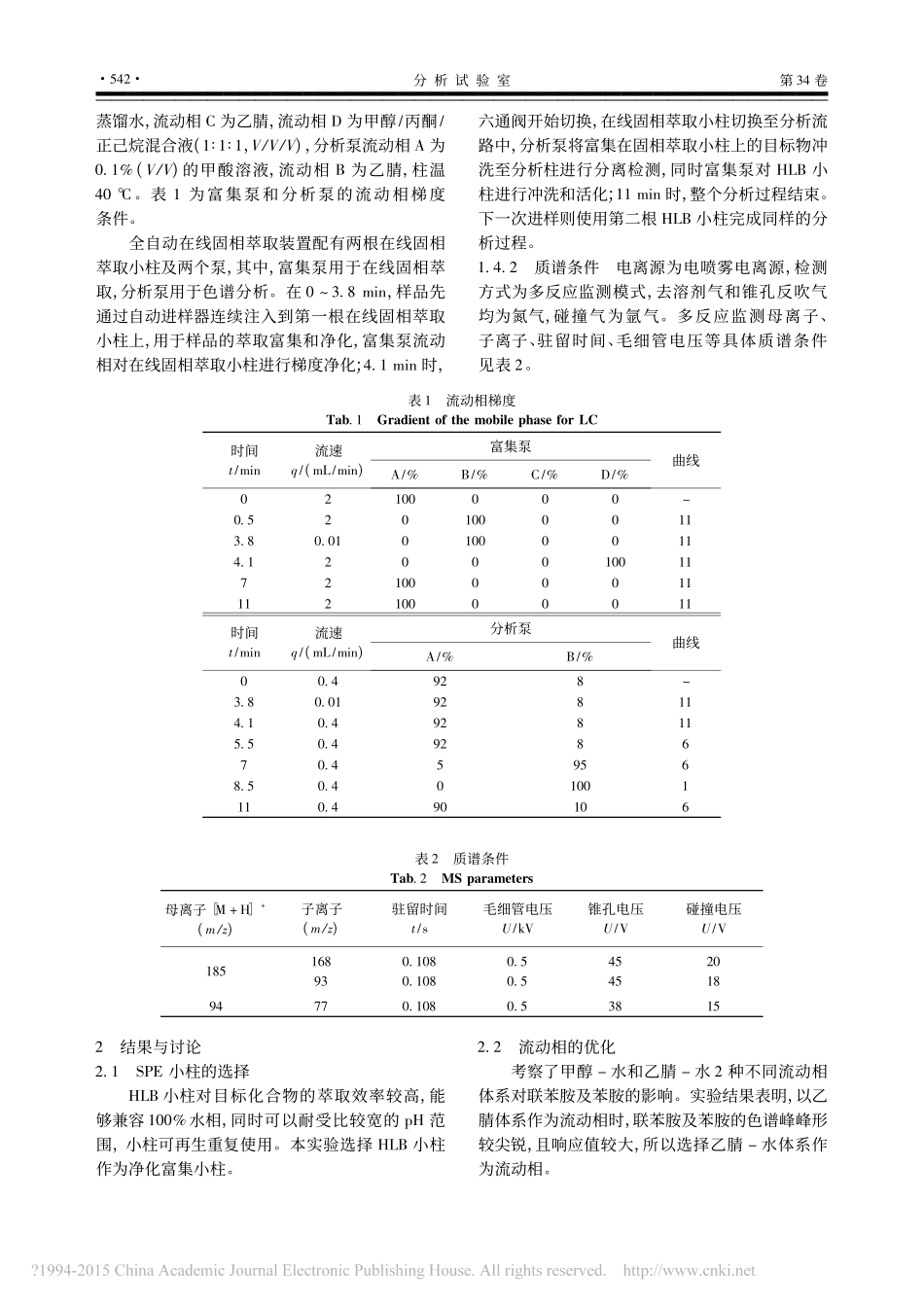 在线固相萃取_液质联用法测定地下水中痕量苯胺和联苯胺_第2页
