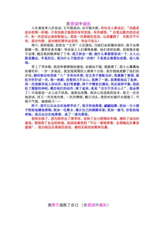 在尝试中成长 范文