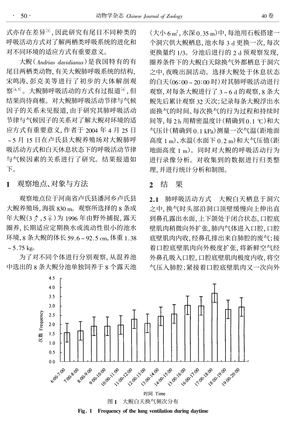 在不同条件下人工饲养大鲵的呼吸特征_第2页