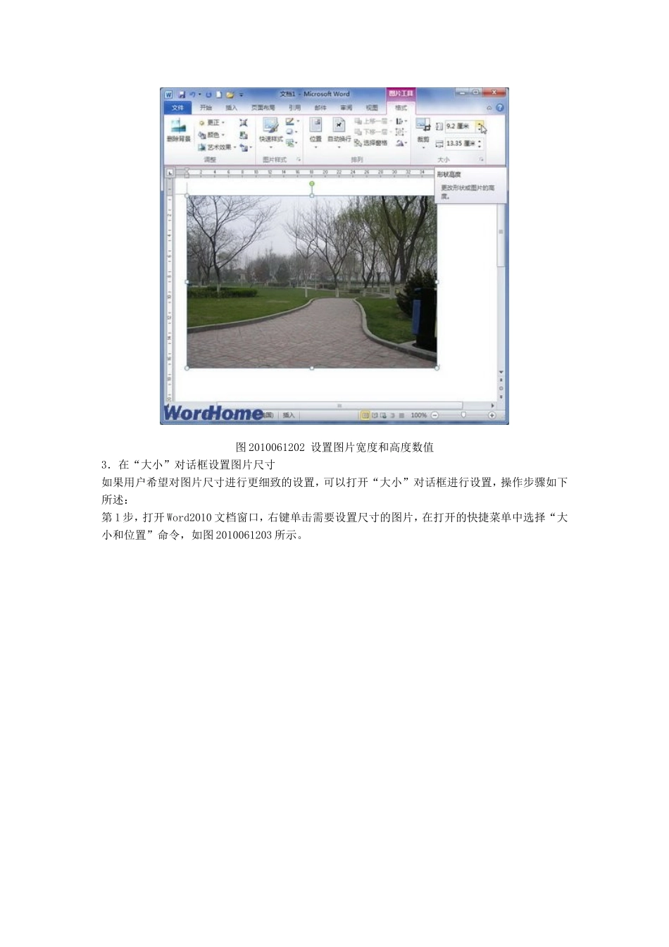 在Word2010文档中设置图片尺寸_第2页
