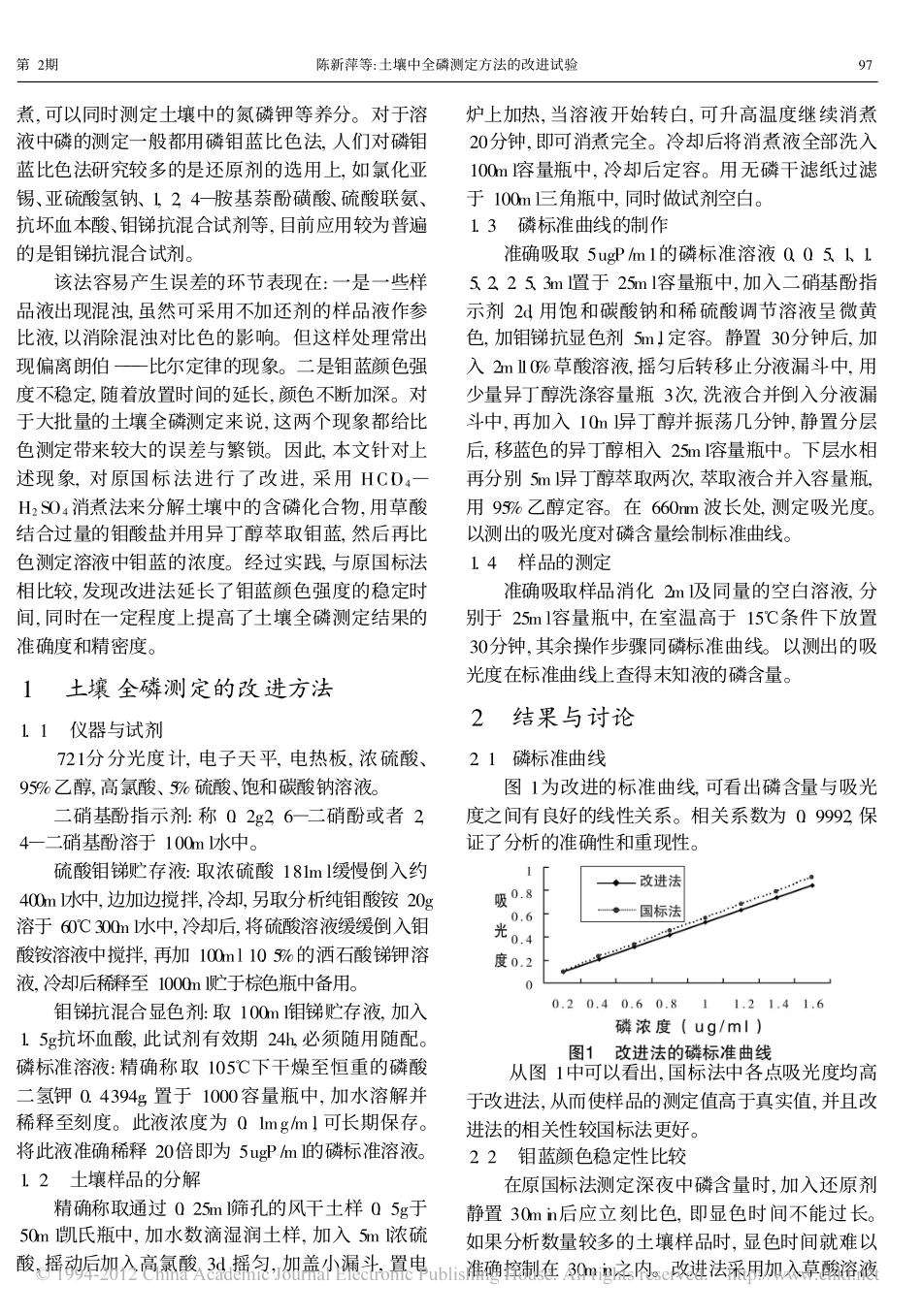 土壤中全磷测定方法的改进试验_1_第2页