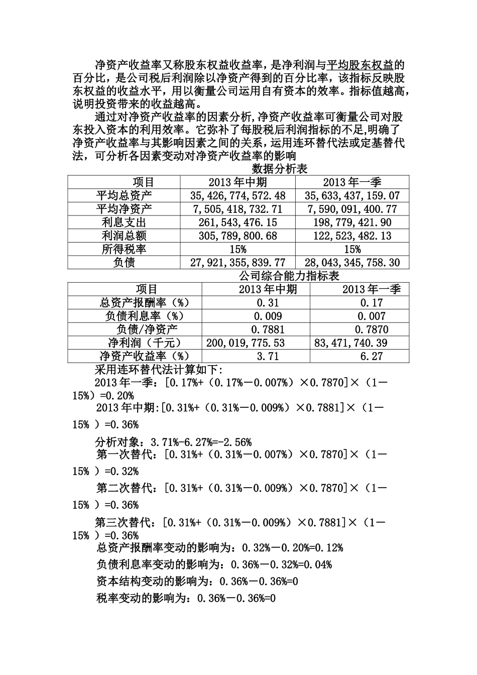 因素分析法分析总资产报酬率和净资产收益率_第2页