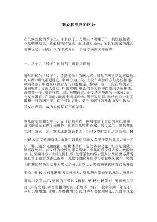 咽炎和喉炎的区分